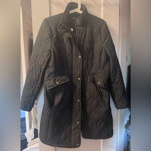 Black Lands End Primaloft quilted long coat S